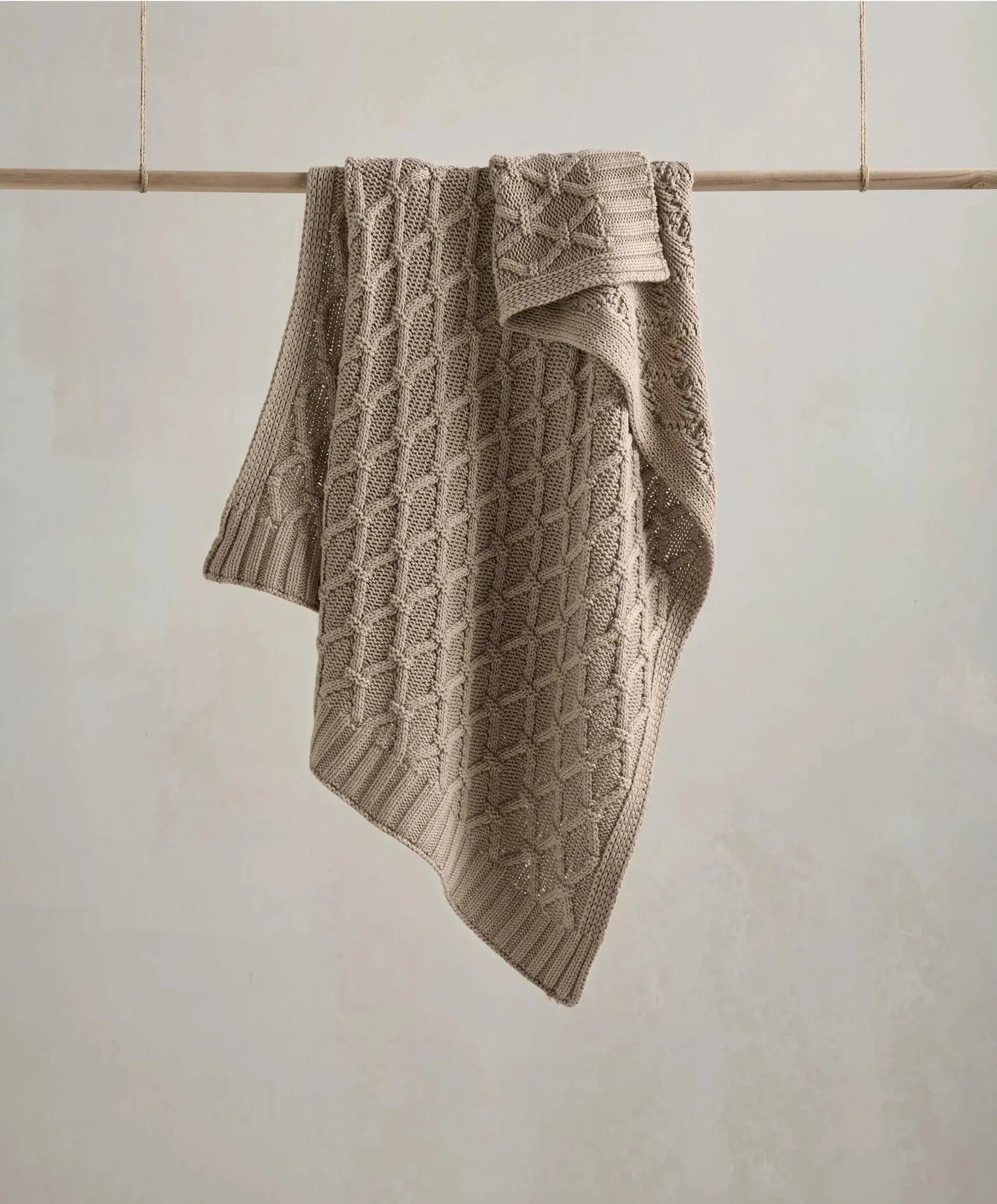 Mamas & Papas Cable Knit Blanket - Welcome to the World, Seedling Mocha