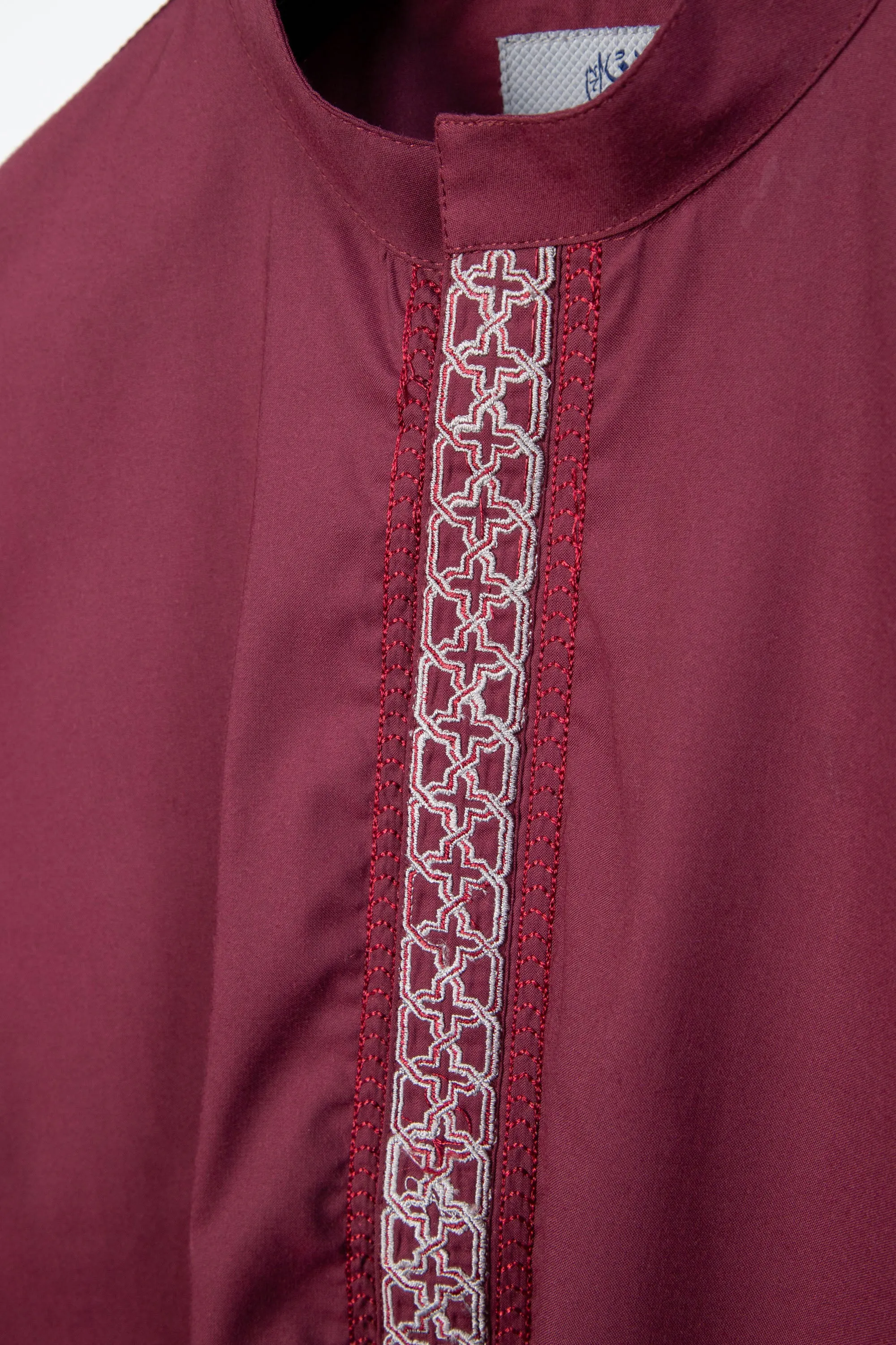 Maroon Embroidered Kurta