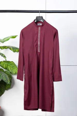 Maroon Embroidered Kurta