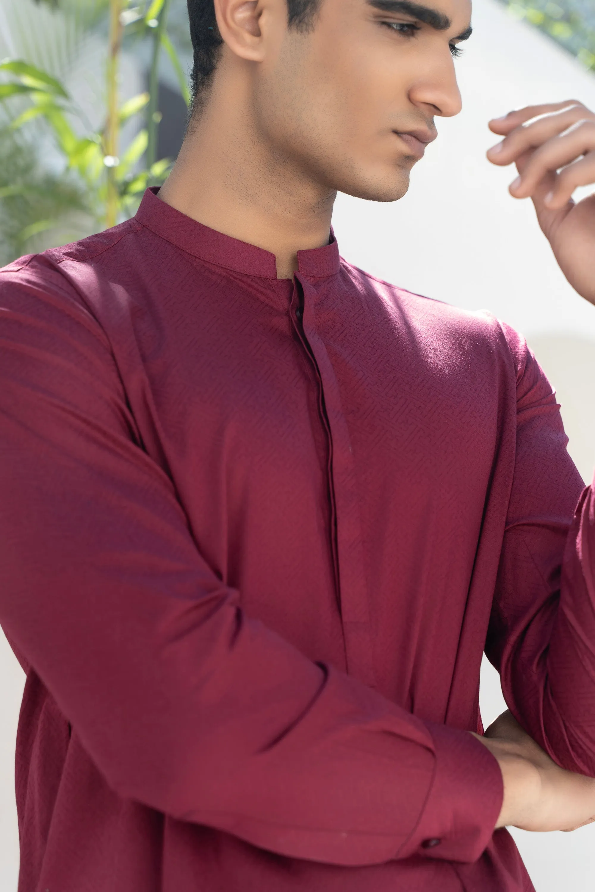 Maroon Mens Kurta Trouser