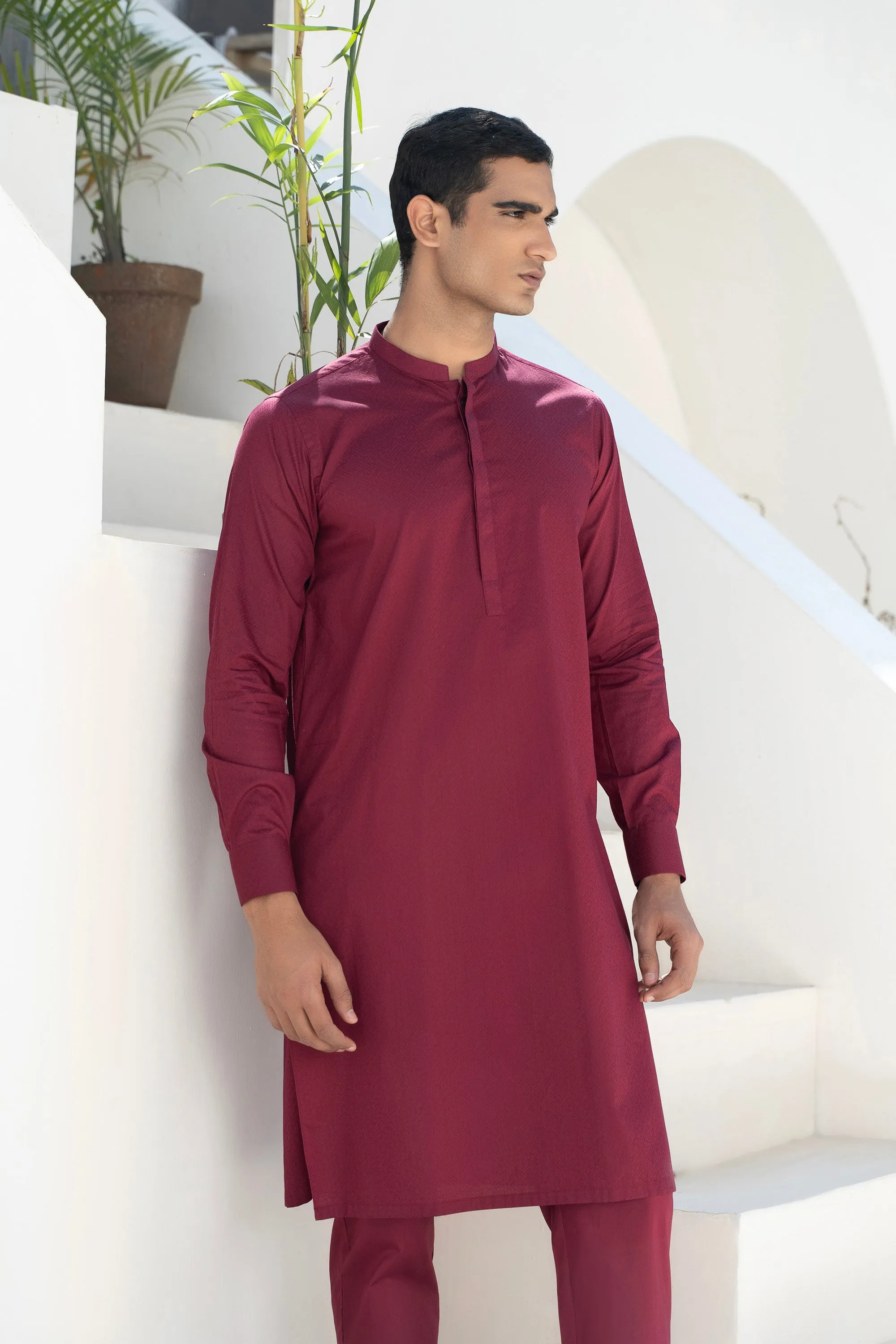 Maroon Mens Kurta Trouser
