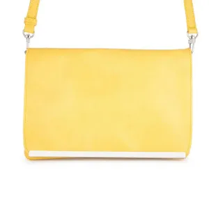 Martha Yellow Leather Purse Clutch With Silver Hardware