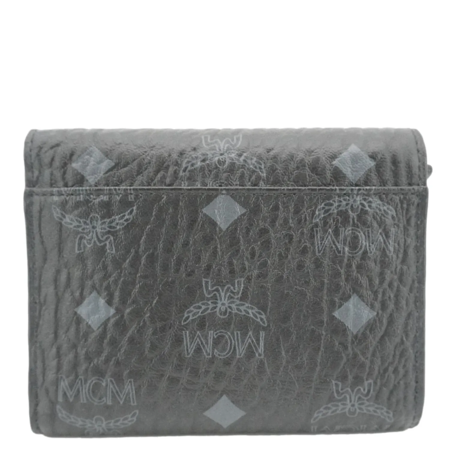 MCM Patricia Three Fold Visetos Monogram Canvas Wallet Black