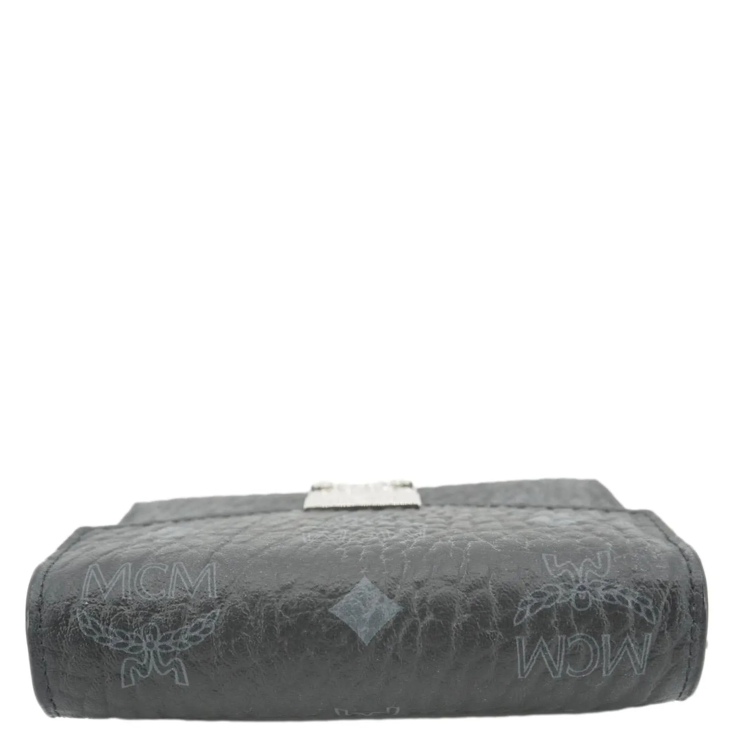 MCM Patricia Three Fold Visetos Monogram Canvas Wallet Black