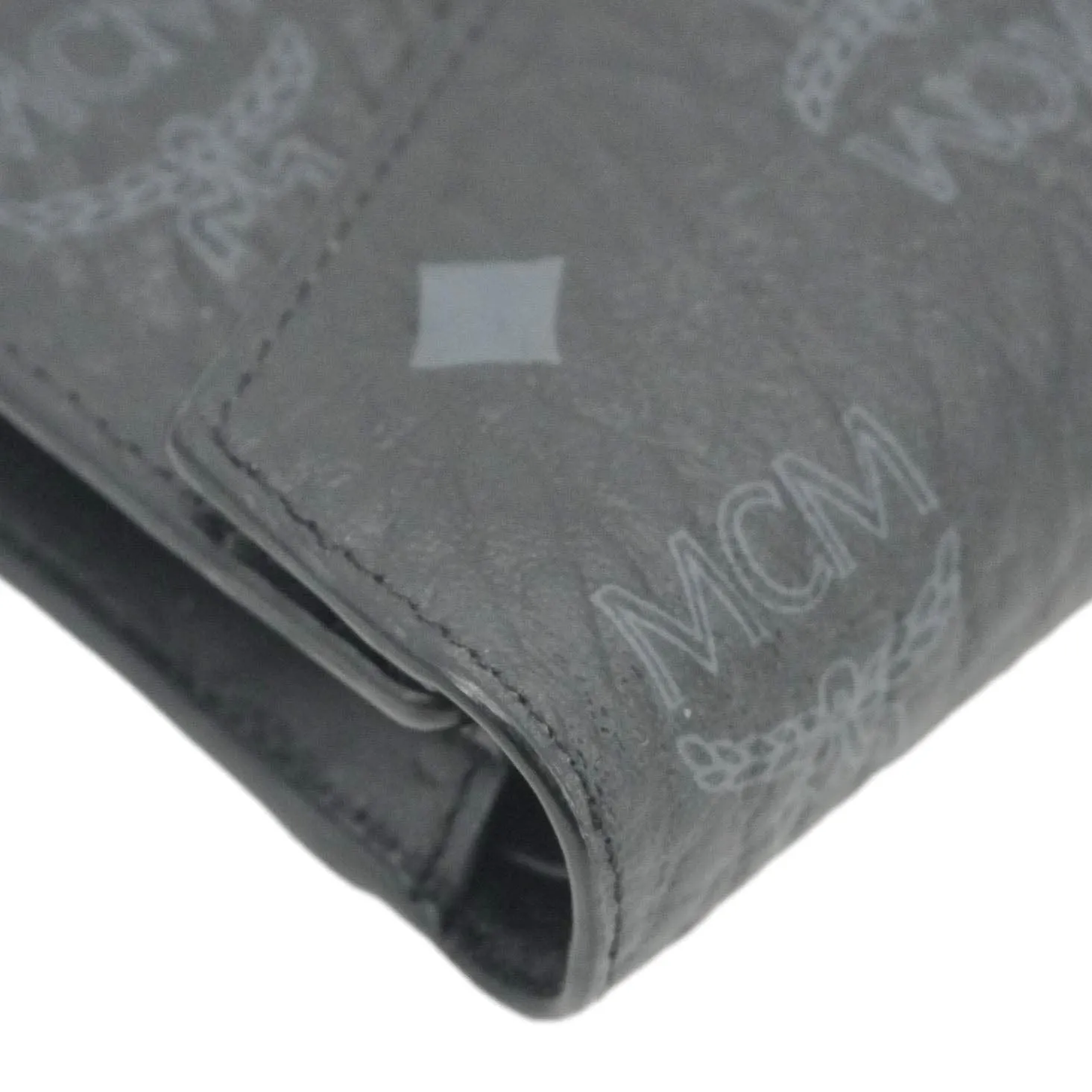 MCM Patricia Three Fold Visetos Monogram Canvas Wallet Black
