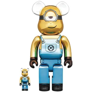 Medicom Japan Minions Stuart Chrome 100% & 400% Bearbrick JUL228360I