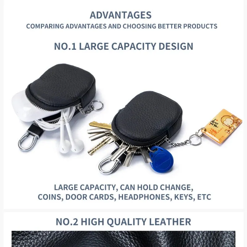 Mini Leather Coin Purse with Key Ring