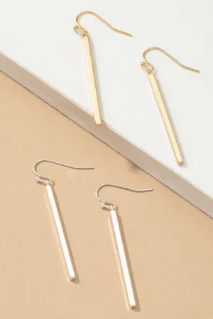 Minimalist match stick drop earrings