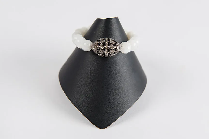Moonstone with pave diamond bead