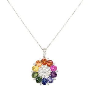 Multi-Color Sapphire Cluster Pendant