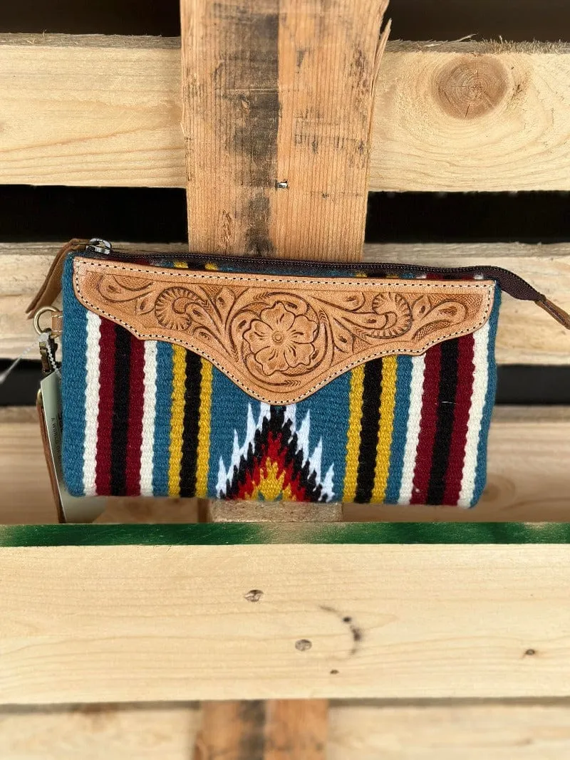 Multi Navajo Clutch with Tooled Leather (TSB41F)