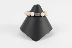 Natural agate and pave diamond bar