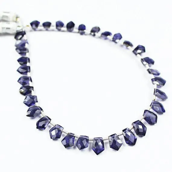 Natural Blue Iolite Faceted Fancy Unique Drop Loose Beads Strand 8" 9mm 11mm