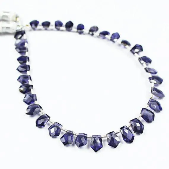 Natural Blue Iolite Faceted Fancy Unique Drop Loose Beads Strand 8" 9mm 11mm
