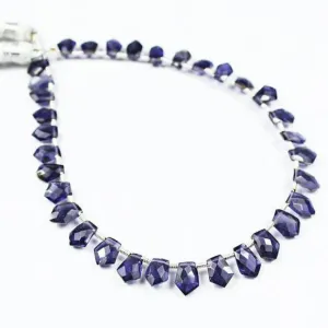 Natural Blue Iolite Faceted Fancy Unique Drop Loose Beads Strand 8" 9mm 11mm