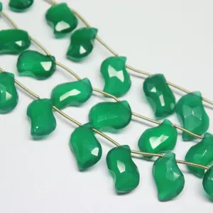 Natural Green Onyx Fancy Mango Shape Drop Briolette Gemstone Beads 8" 15mm 20mm