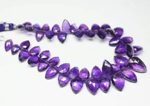 Natural Purple African Amethyst Fancy Shield Faceted Drops Beads 8mm 16mm 9"