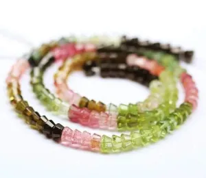 Natural Rare Watermelon Multi Tourmaline Fancy Loose Bi Cone Shape Beads 5mm 8"