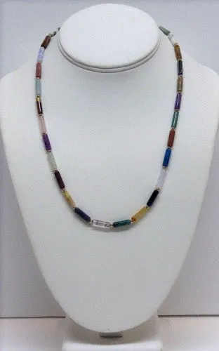 Necklace & Bracelet Multi Gemstone Tube Set