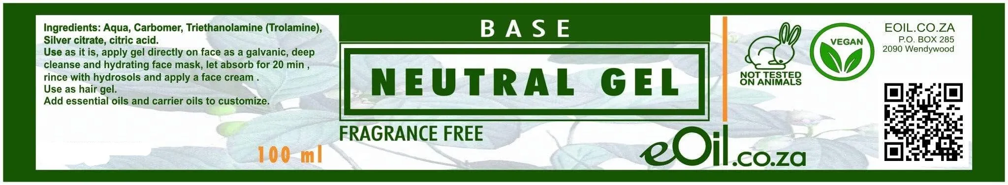 Neutral Gel Fragrance free Base