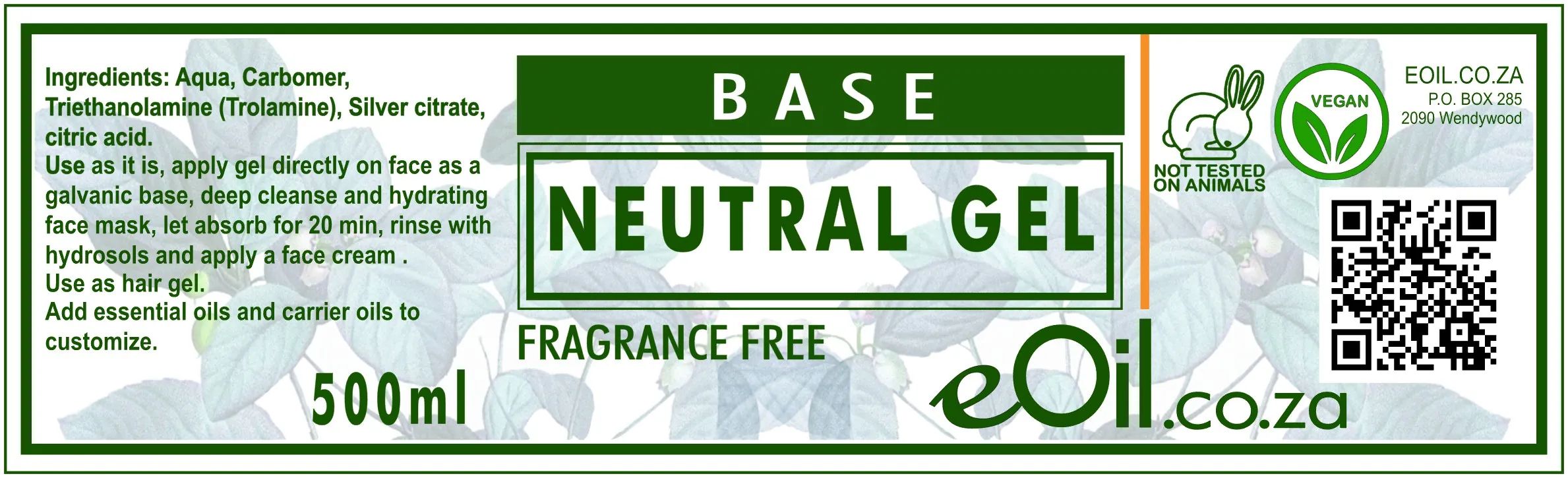 Neutral Gel Fragrance free Base