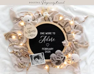 Neutral Pregnancy Announcement Digital - Bear Circle Board - Adore