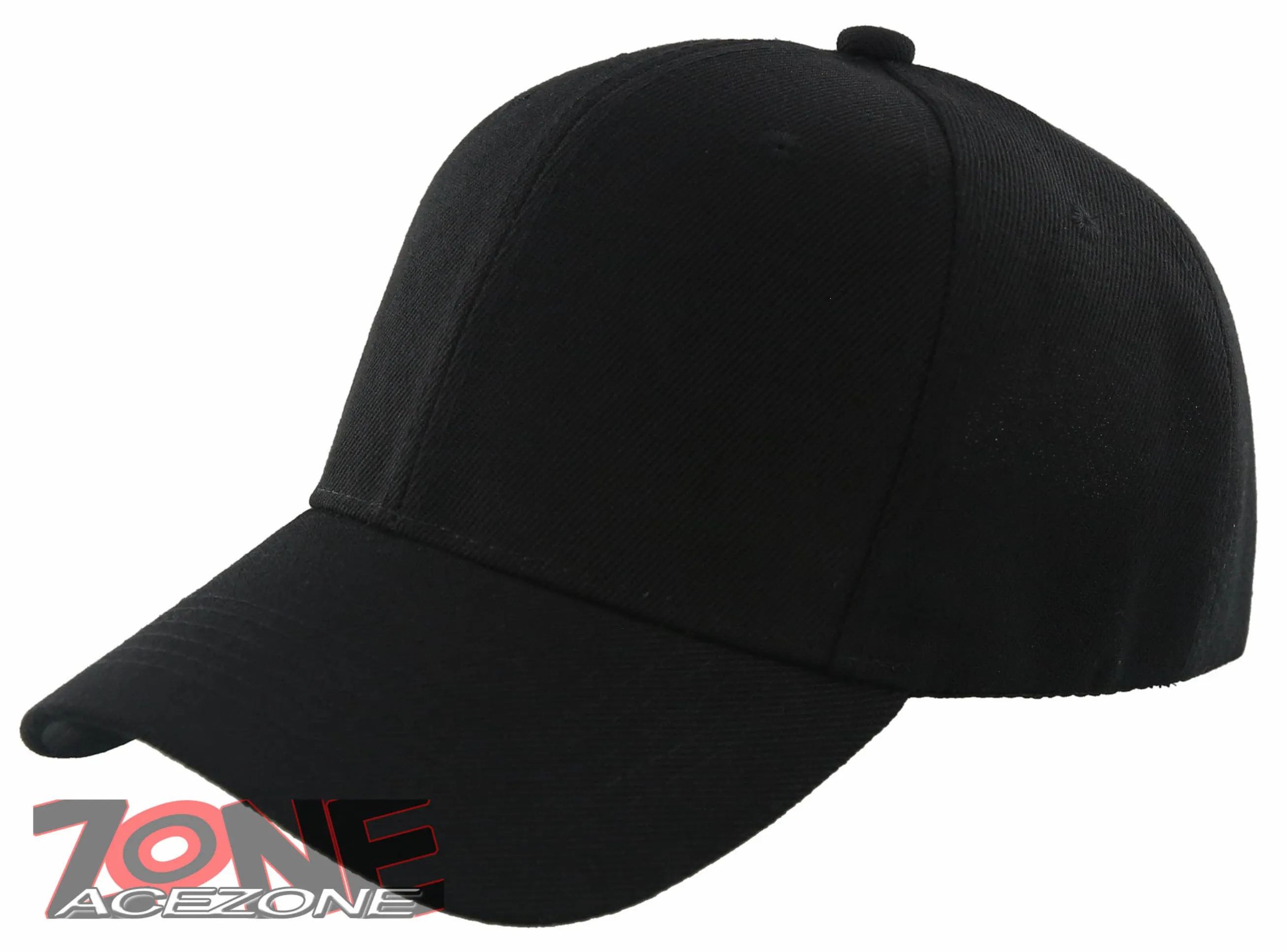NEW! PLAIN SOLID ADJUSTABLE BASEBALL CAP HAT BLACK