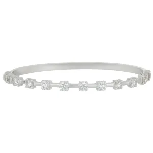Norman Silverman 18k White Gold Bar 11 diamonds 3.36ctw HI/SI-VS Hinged Bangle