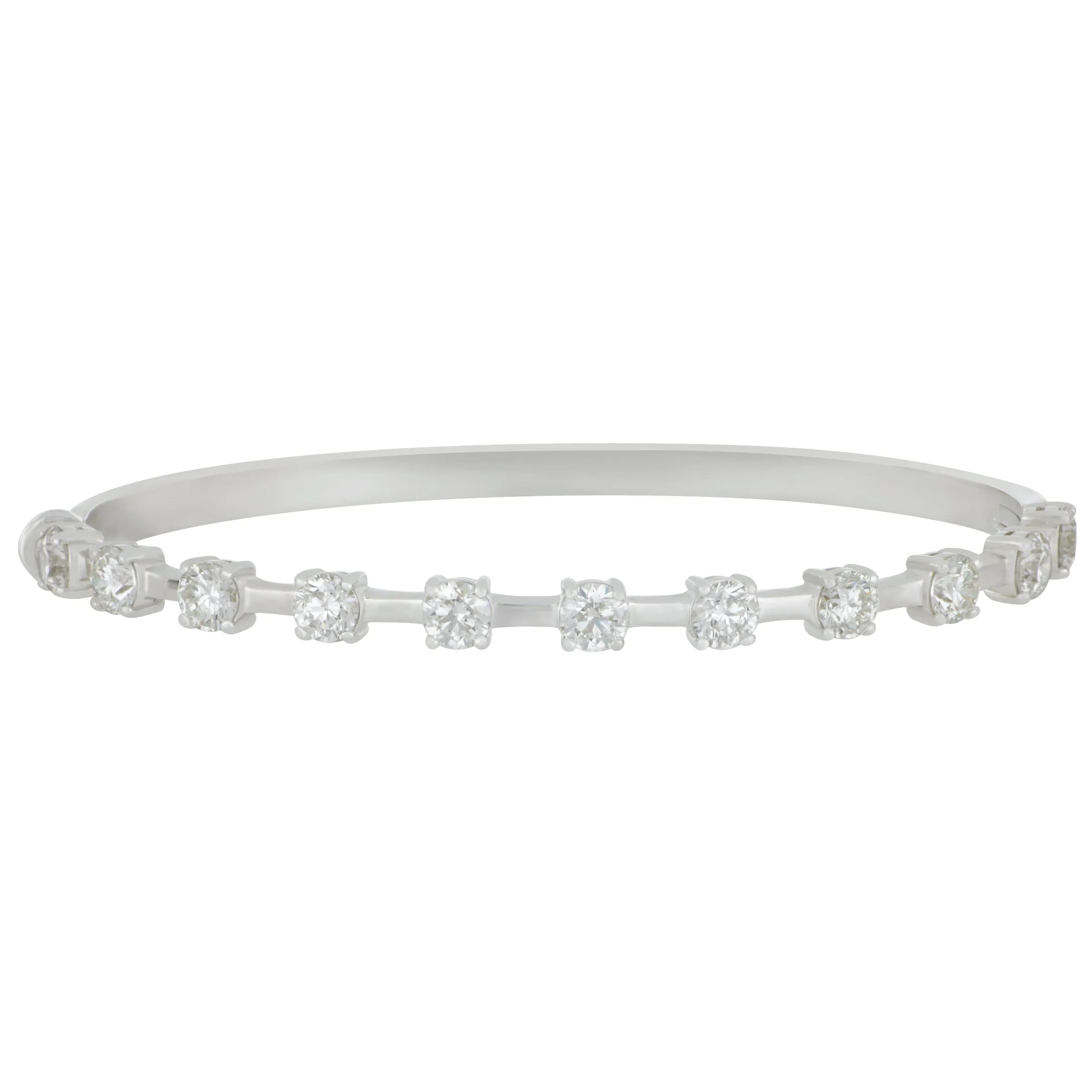 Norman Silverman 18k White Gold Bar 11 diamonds 3.36ctw HI/SI-VS Hinged Bangle