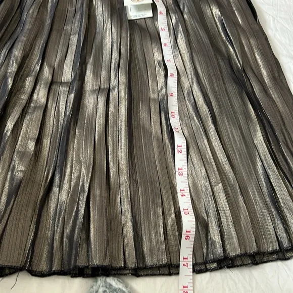 NWT  Tory Burch Mini Metallic Pleated Skirt - $450  Size: 8