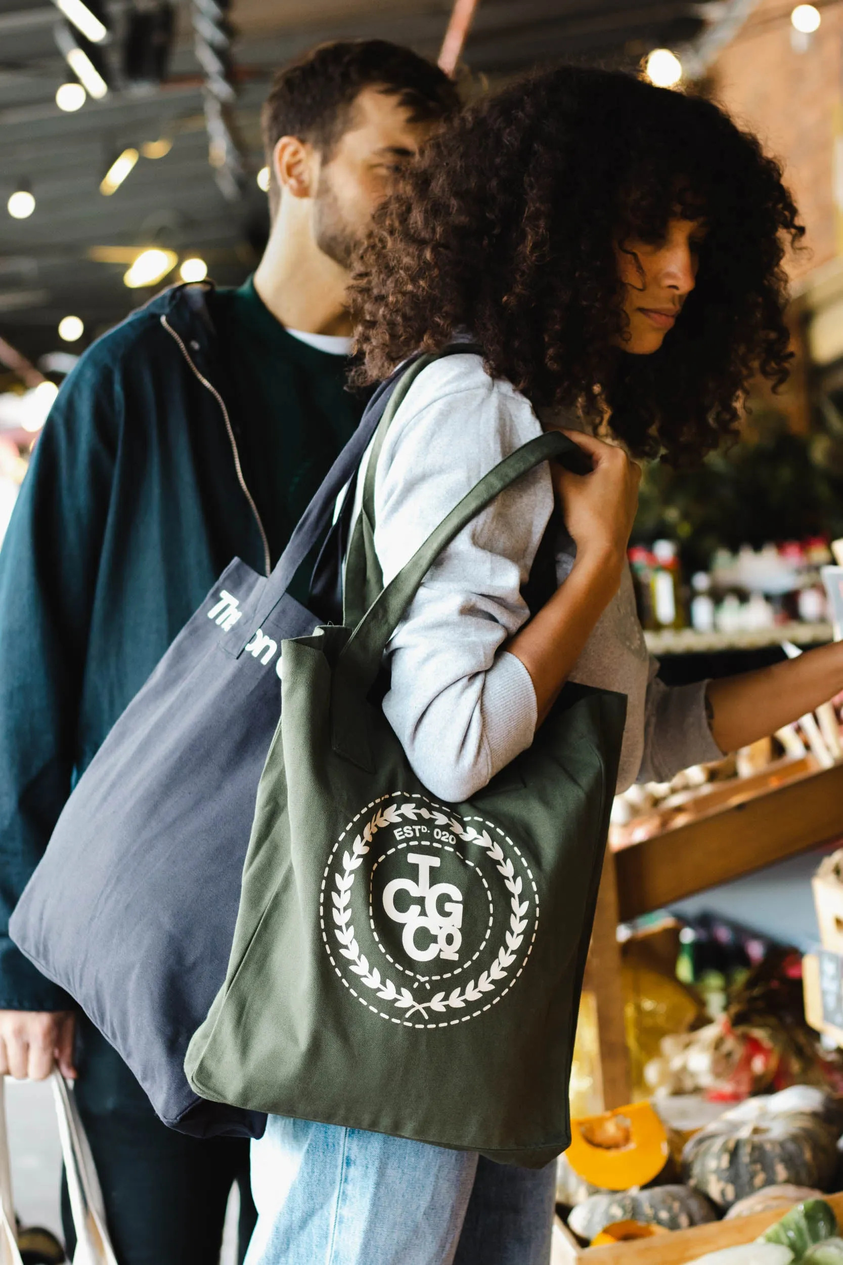 Olive 100% Recycled Cotton Everyday Tote - ESTd Logo