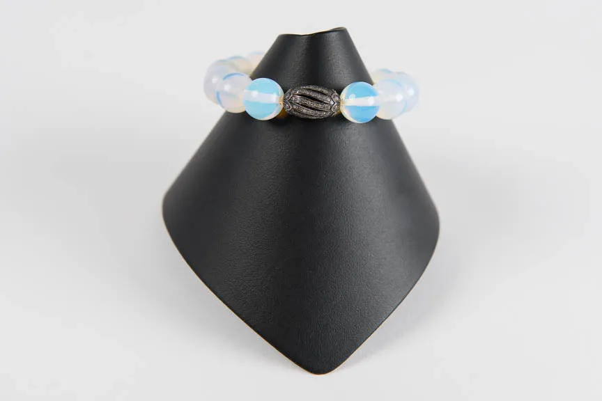 Opalite with pave diamond bead