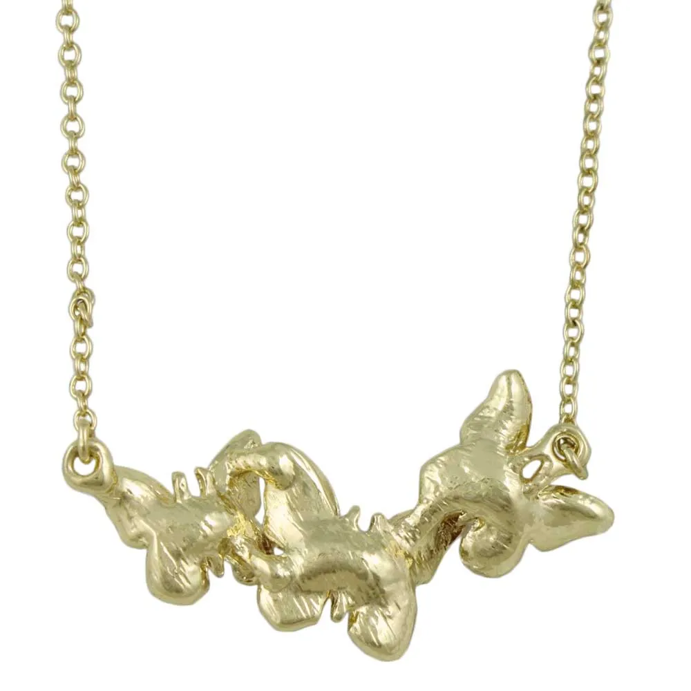 Orange and White Enamel Speckled Butterflies Necklace - FN481