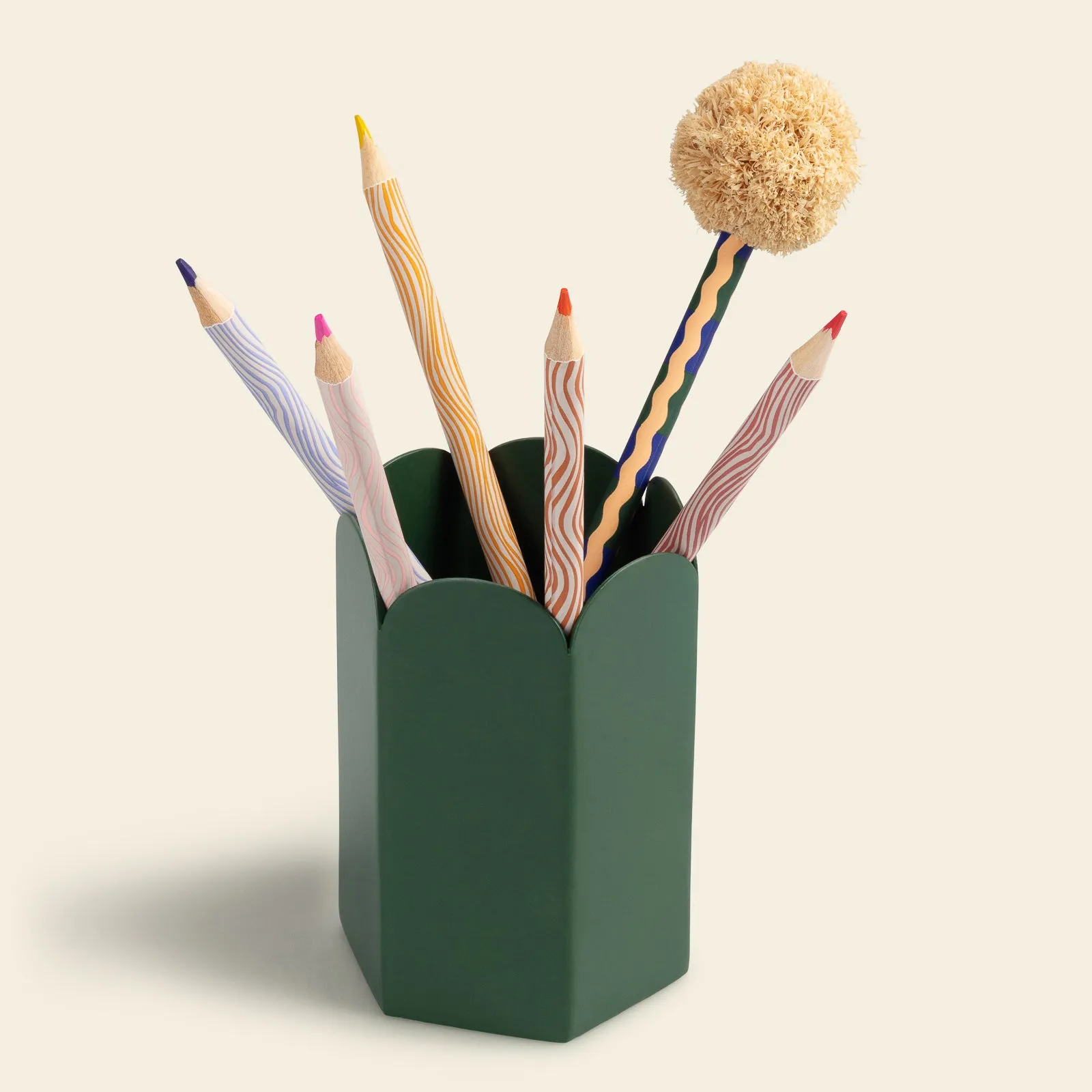 Orange Scallop Edge Pen Pot
