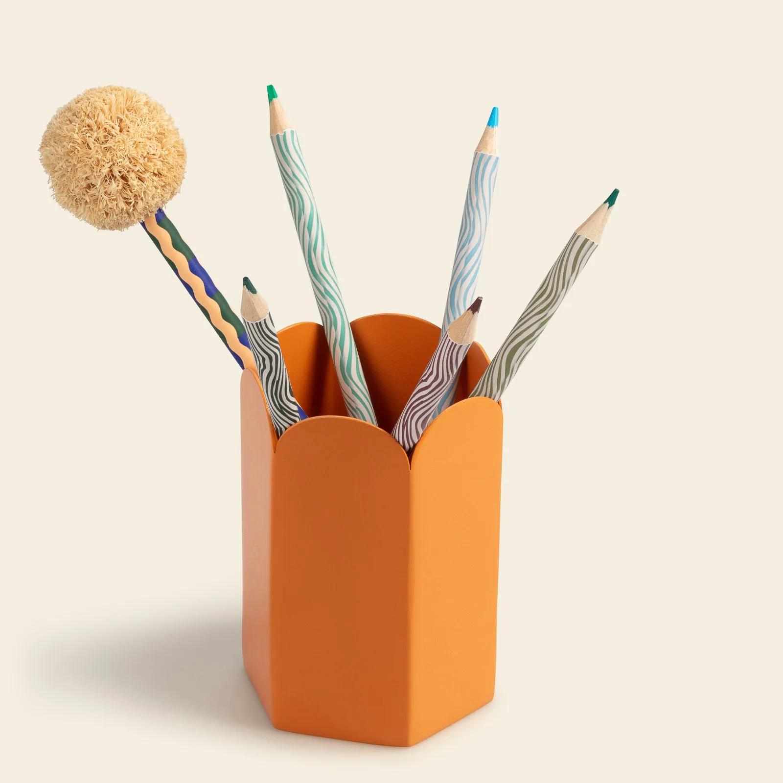 Orange Scallop Edge Pen Pot