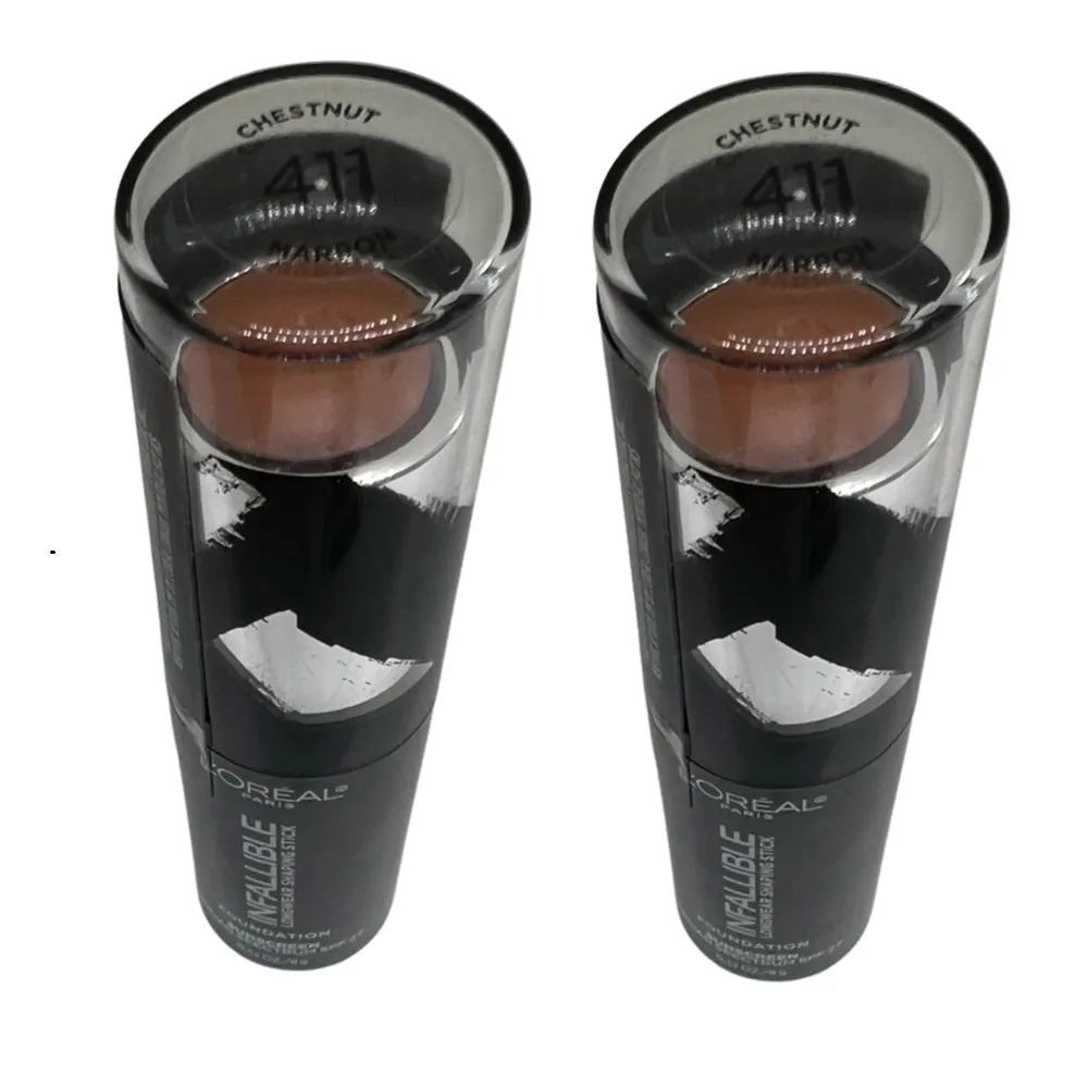 Pack of 2 L'oreal Paris Infallible Longwear Shaping Stick Foundation, Chestnut 411