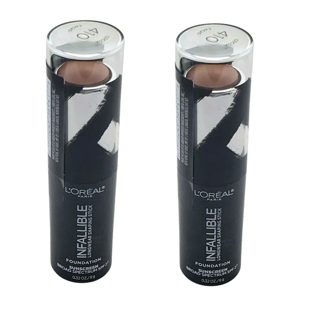 Pack of 2 L'oreal Paris Infallible Longwear Shaping Stick Foundation, Cocoa # 410