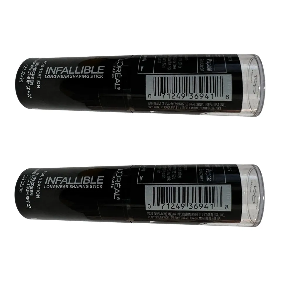 Pack of 2 L'oreal Paris Infallible Longwear Shaping Stick Foundation, Cocoa # 410
