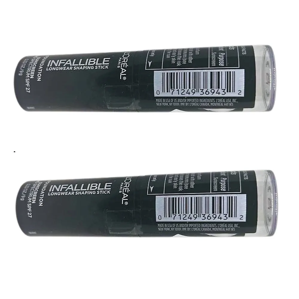 Pack of 2 L'Oreal Paris Infallible Longwear Shaping Stick Foundation, Espresso 412