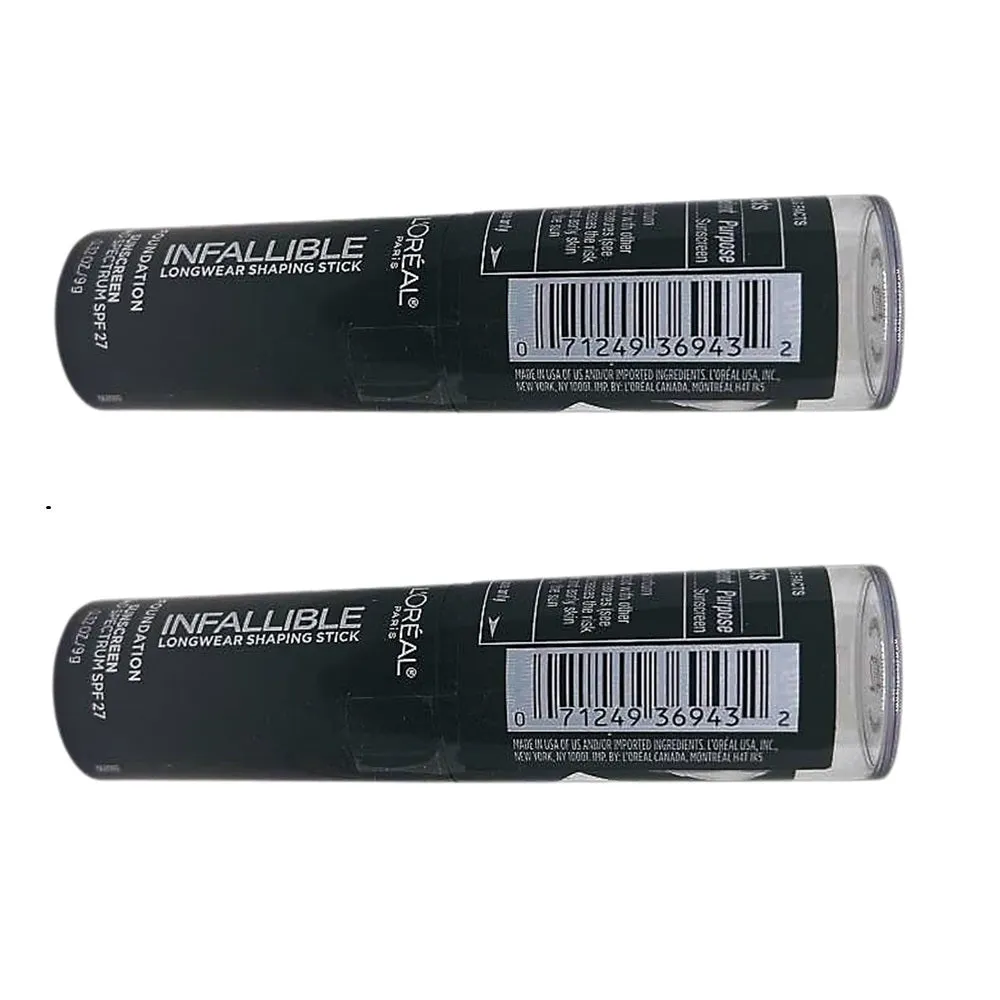 Pack of 2 L'Oreal Paris Infallible Longwear Shaping Stick Foundation, Tan 408