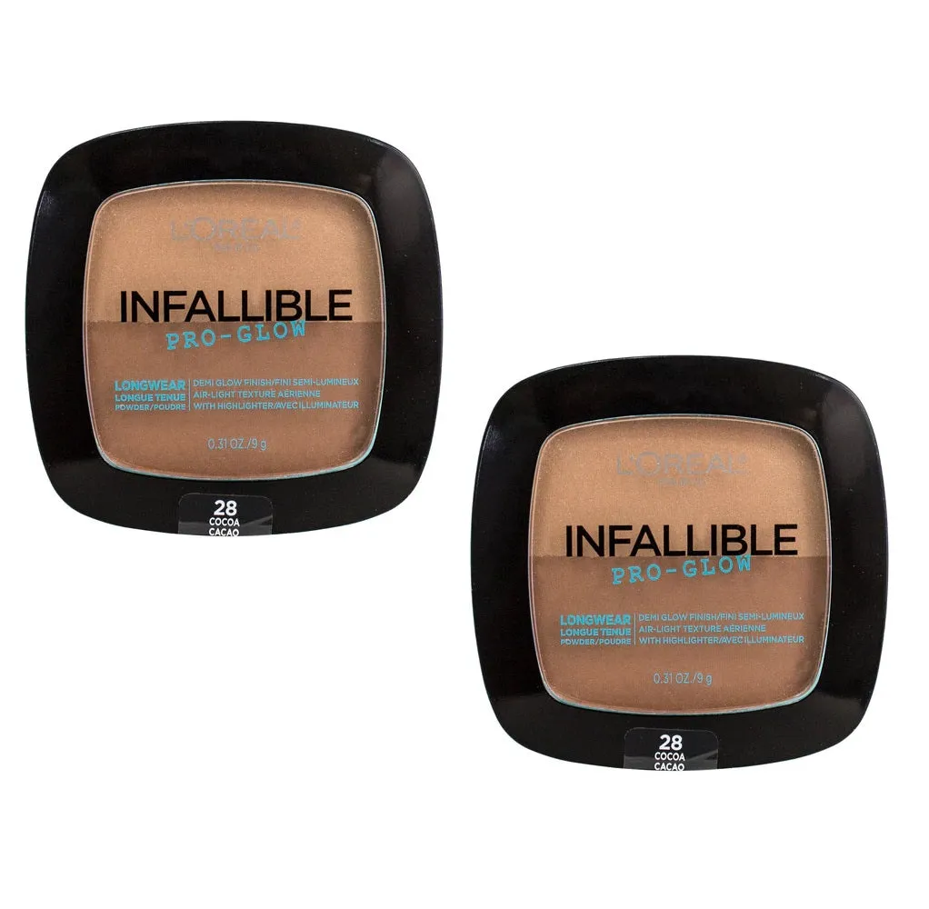 Pack of 2 L'Oreal Paris Infallible Pro Glow Lasting Glow Powder, Cocoa (28)
