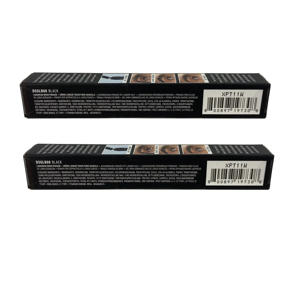 Pack of 2 NYX Dip, Shape, Go! Longwear Brow Pomade, Black DSGLB08