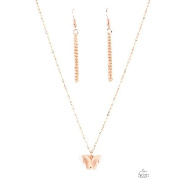 Paparazzi Butterfly Prairies - Copper Necklace Set