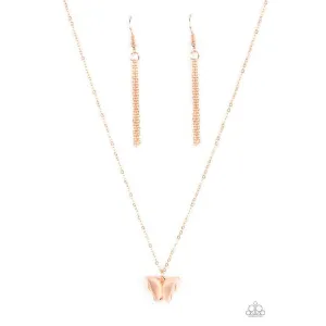 Paparazzi Butterfly Prairies - Copper Necklace Set