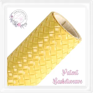⋅ Patent Basketweave ⋅ Textured Vegan Faux Leather ⋅ Lemon Yellow ⋅