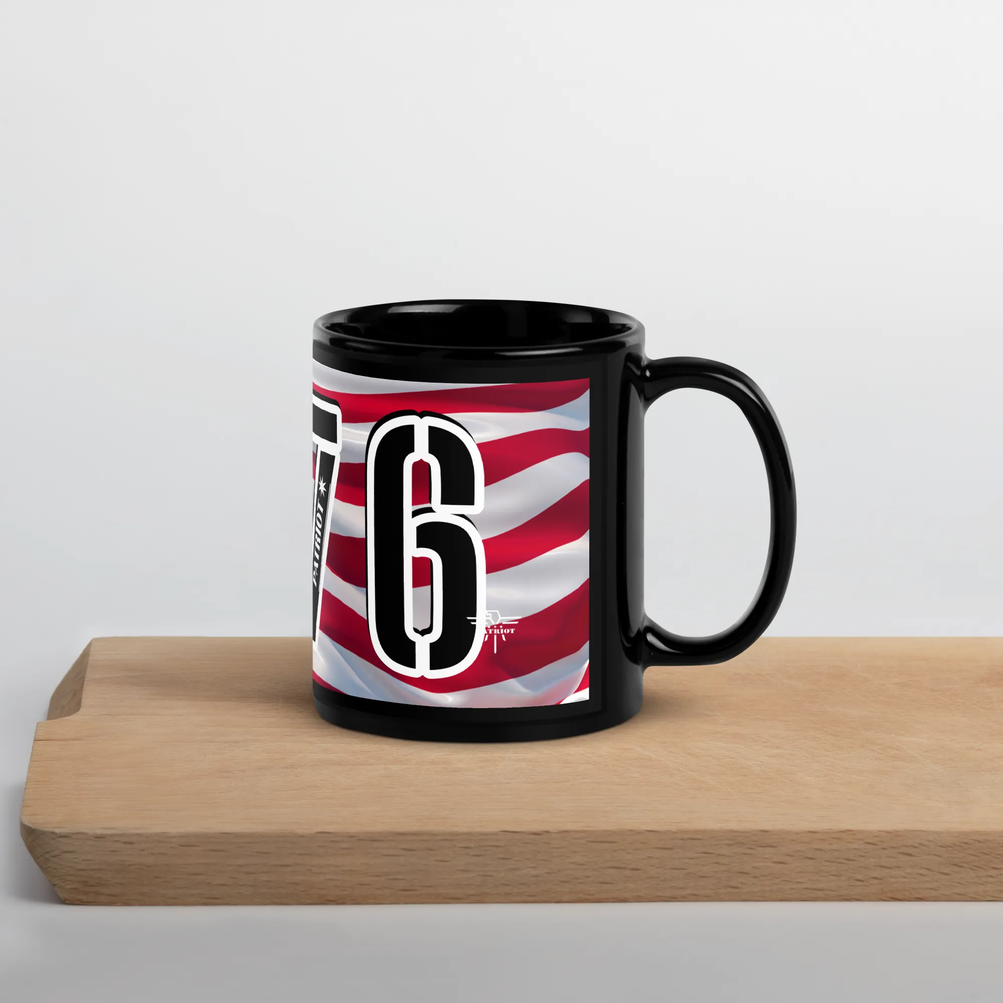 Patriot 1776 RWB Black Glossy Mug