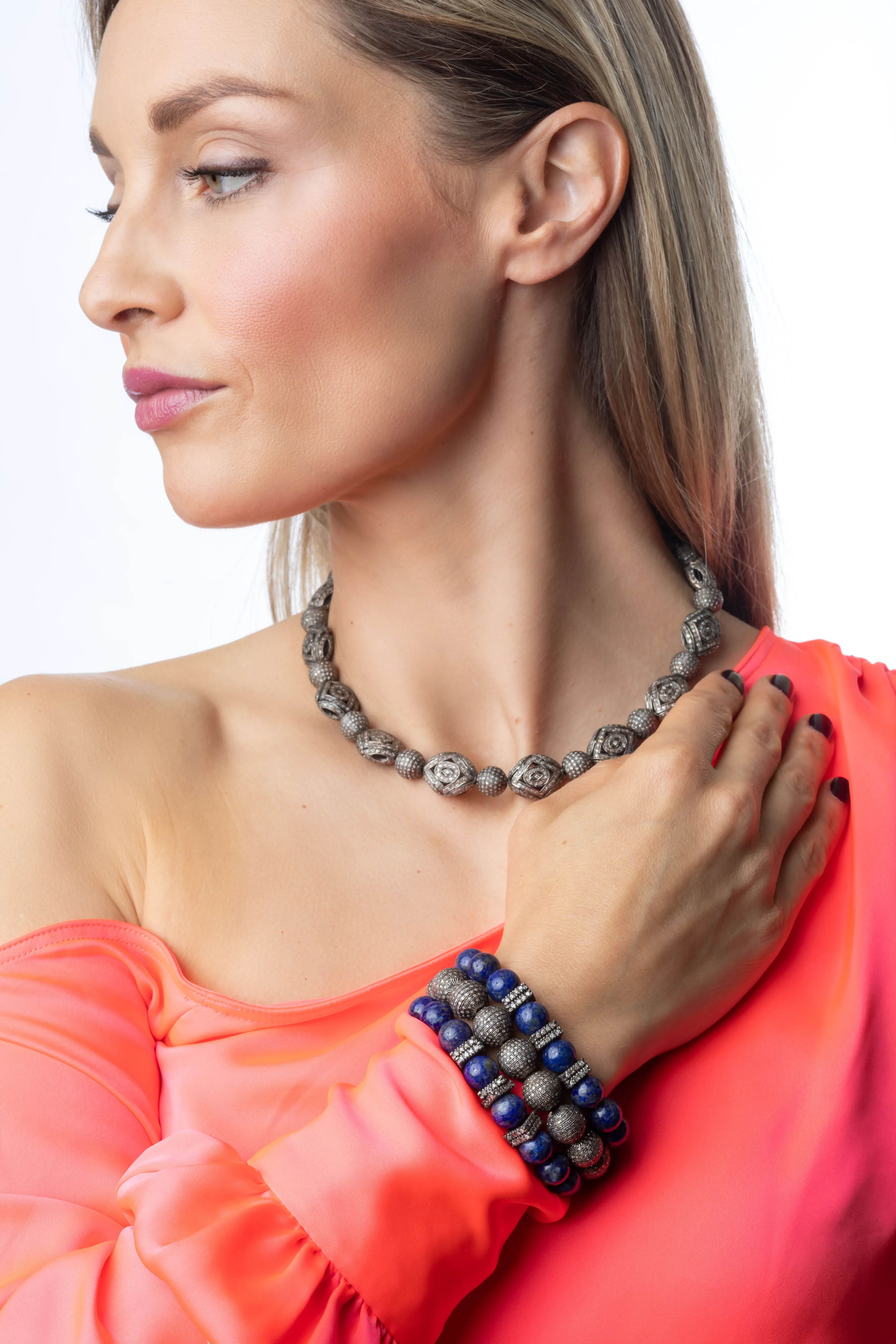 Pave Diamond All Around Mixed Necklace
