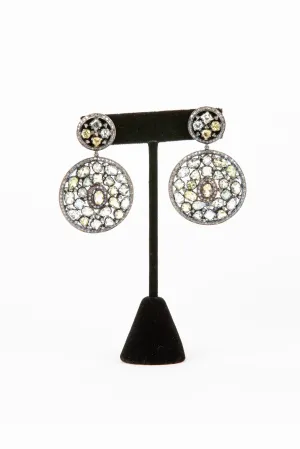 Pave Diamond, Aquamarine Earrings