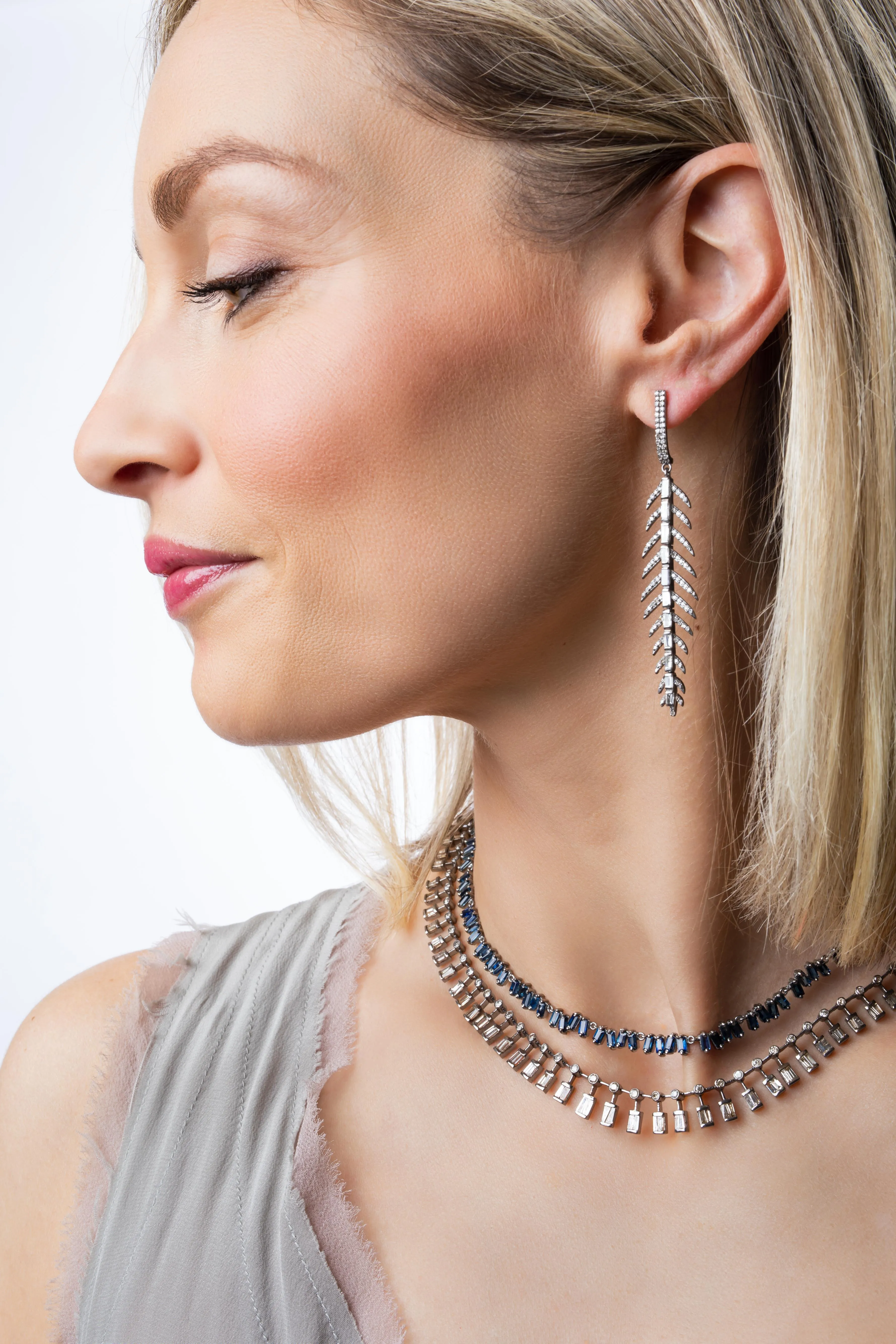 Pave Diamond, Baquette Diamond Necklace
