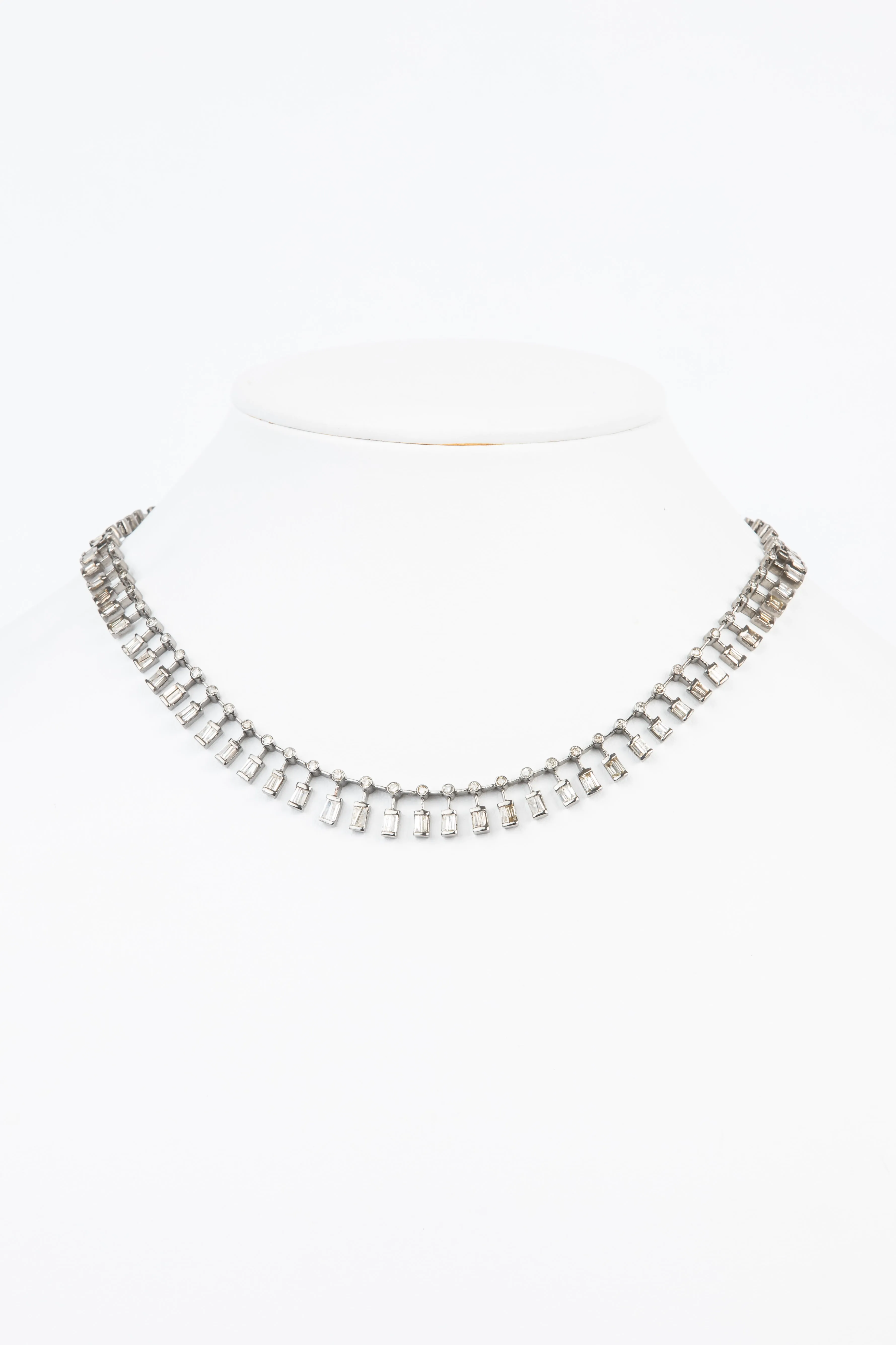 Pave Diamond, Baquette Diamond Necklace